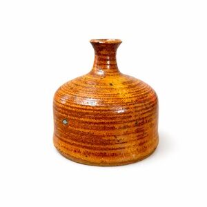 Amber Orange Ceramic Bud Vase - Home Art